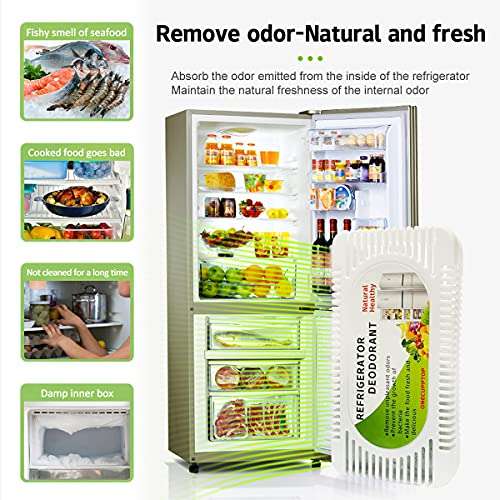 Refrigerator Deodorizer(4 pack), Fridge and Freezer Odor Eliminator, Activated Carbon Smell Remover and Moisture Absorber 4