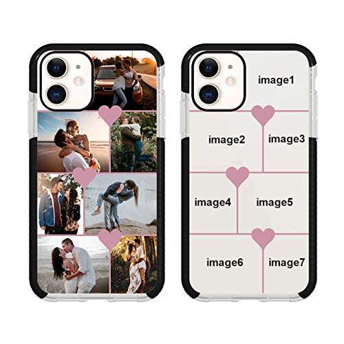 Custom Phone Case for iPhone 12 Pro Max, Personalized Multi-Picture Collage Photo Phone Cases ,Customized Phone Cover for Birthday Xmas Valentines Her and Him,Uartify Black Impact Protective Case 1