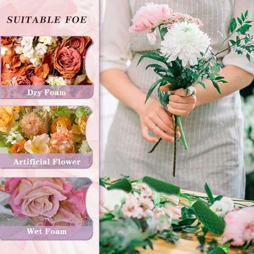 Flower Sponge Blocks Kit, 9.2 Feet Floral Foam Garland for Flowers, Absorption Flower Holder Arch Door, Floral Craft Dry Foam Bricks, Green Floral Foam Arrangement, for Home Wedding Garden-14PCS 3