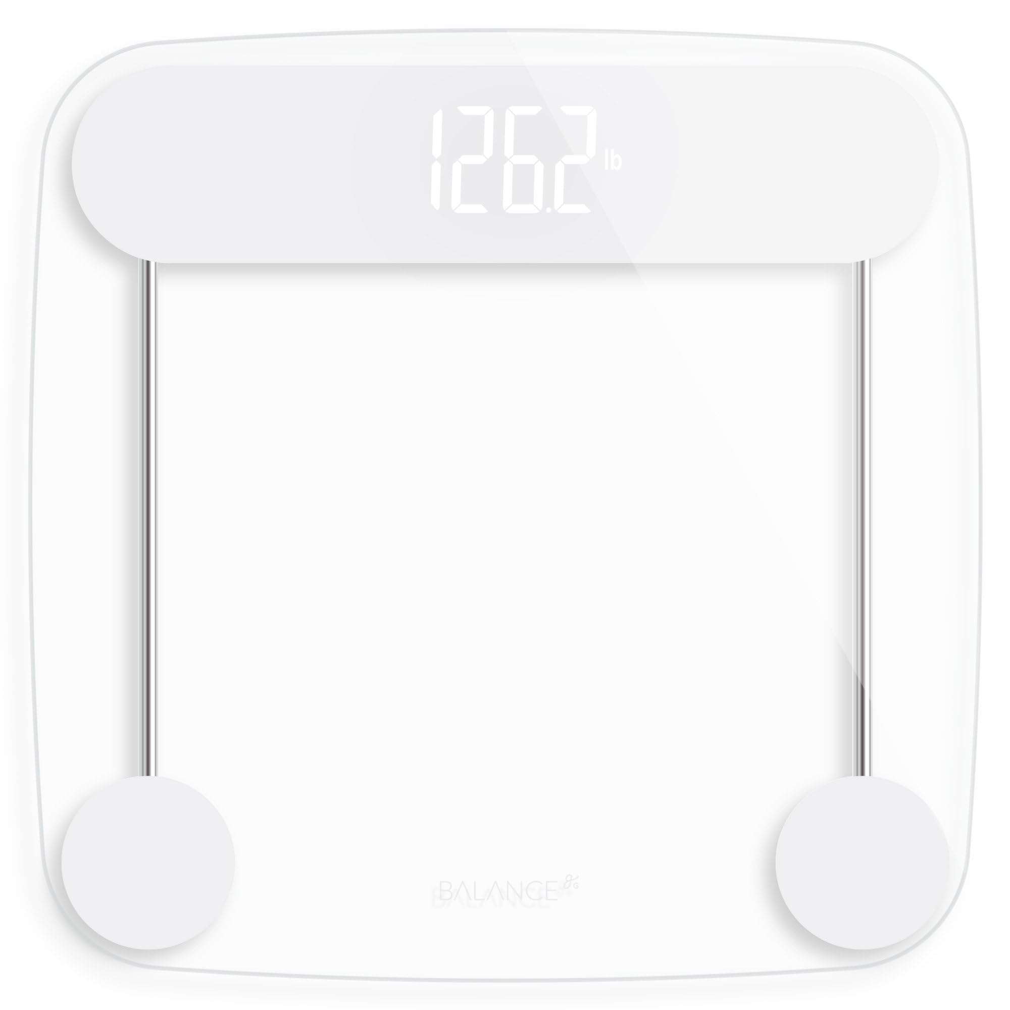 Greater Goods Digital Weight Bathroom Scale, Shine-Through Display, Accurate Glass Scale, Non-Slip and Scratch Resistant, Body Weight (Clear)