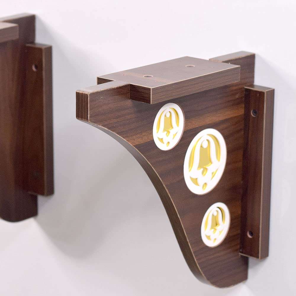 Wall Hanging Decorative Wooden Brackets In Walnut Colour With Bell Design 5