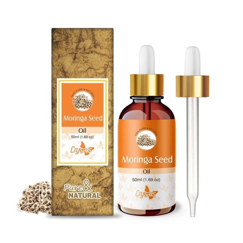 Crysalis Moringa Seed (Moringa Oleifera) Oil |100% Pure & Natural Undiluted Carrier Oil Organic Standard | Perfect For Skin Care & Hair Care, | Aromatherapy Oil | 50ML With Dropper 1