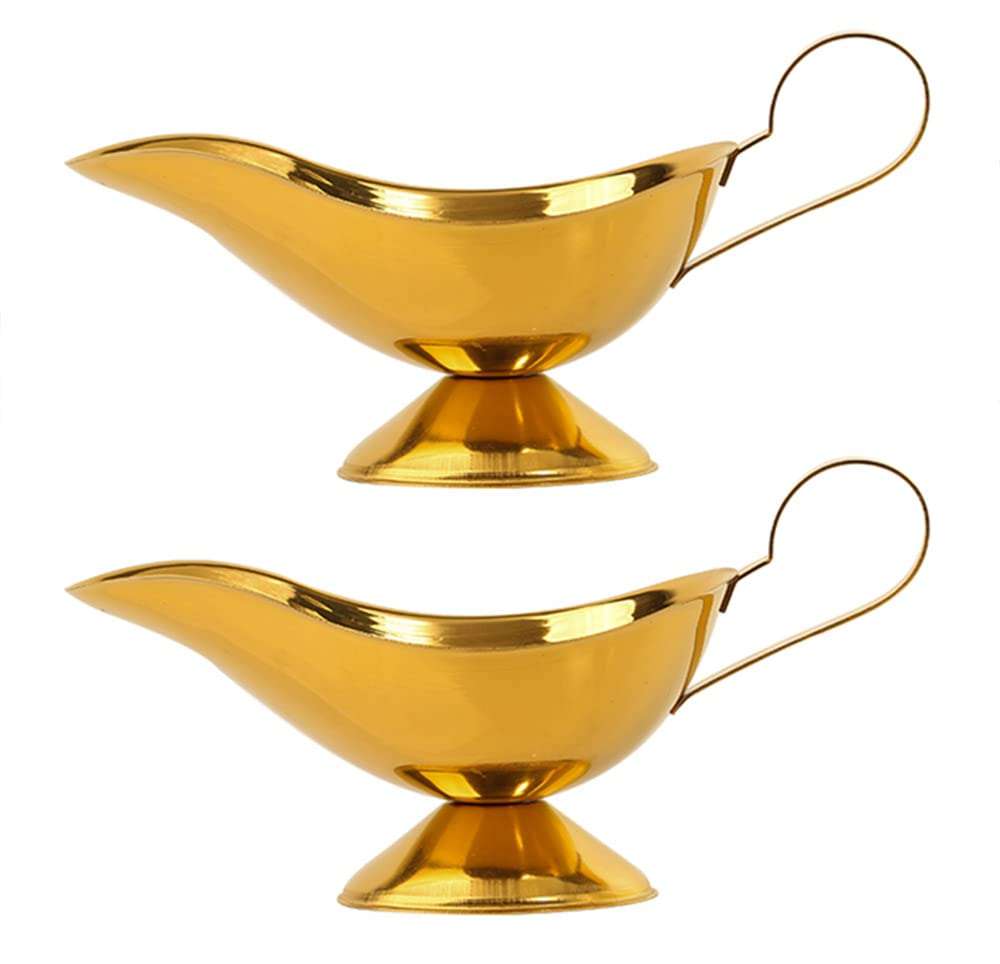 123Arts 2pcs Gold Stainless Steel Gravy Boats for Gravy, Cream, Black Pepper Sauce, 7 Oz 1