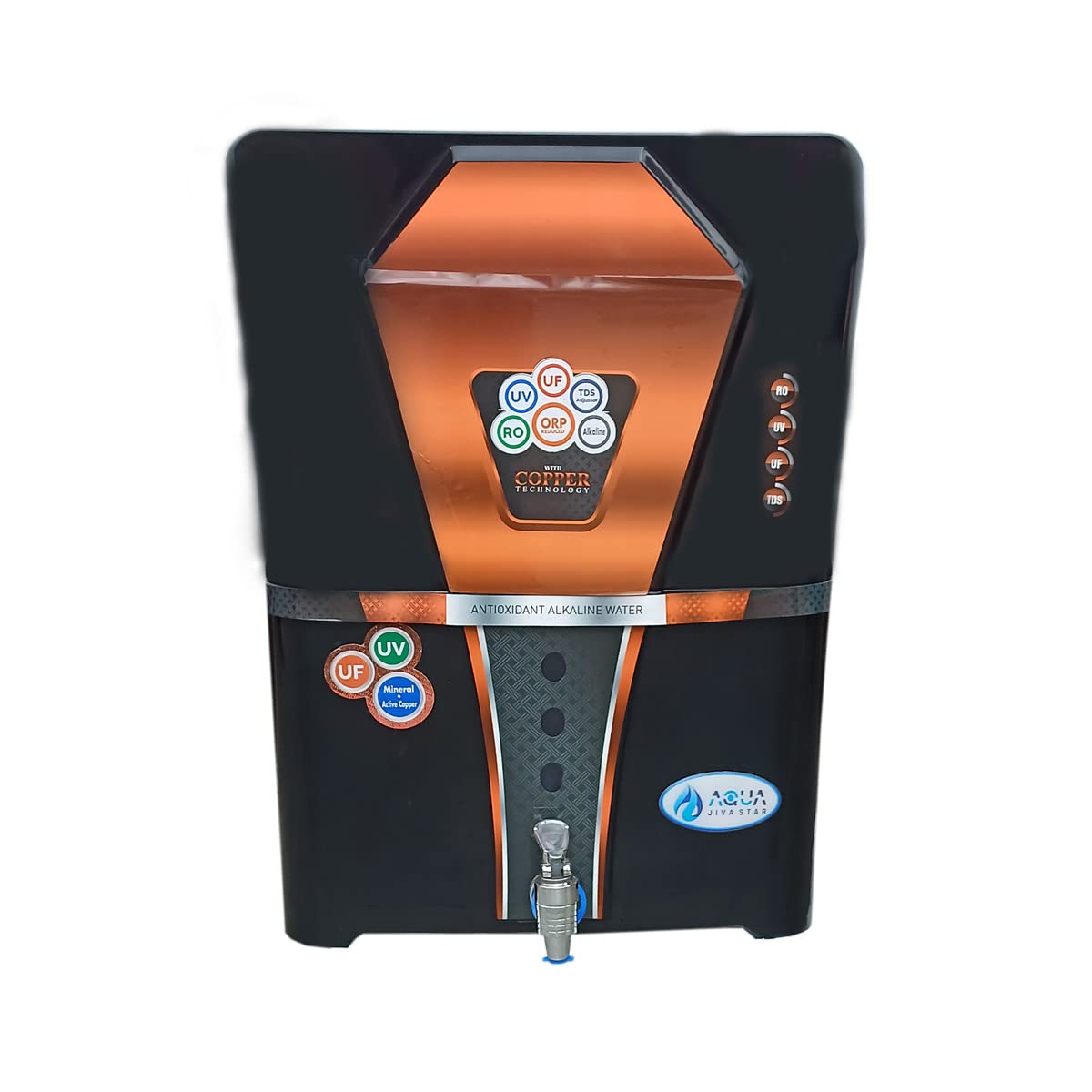 Aqua Jiva Star Active Copper RO Water Purifier | 12 L | RO+UV+UF+ Active Copper+TDS Control+UV | Purified Water with Goodness of Copper (Copper With UF)