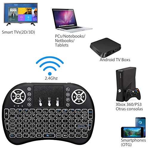 BIFANS 2.4G Mini Wireless Keyboard with Touchpad Mouse, Upgraded Multi BRG Backlight Memory, Portable Wireless Keyboard with USB Receiver Remote Control for Android Smart TV Box Pad Windows Mac 2