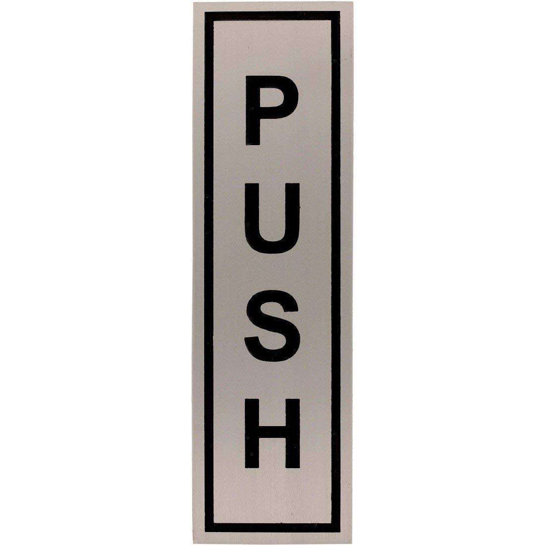 Sevendi Push Pull Sign Boards Self Adhesive Stainless Steel Push & Pull Signage Board for Glass Wooden Doors/Office Hospital Mall Gate Sticker Combo (Silver) 3