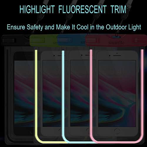 smartlle Waterproof Phone Pouch, Universal Waterproof Phone Case, Dry Bag Outdoor Beach Bag for iPhone 15 14 13 12 11 Pro Max XR SE XS 8 7 6S Plus, Galaxy Other Phones Up to 6.9''-4 Pack 6