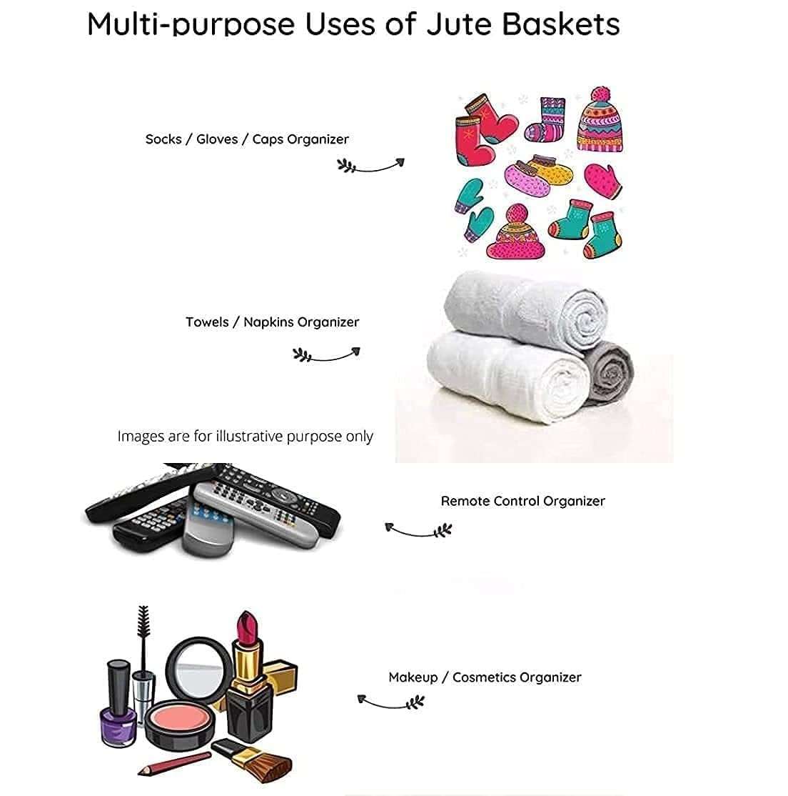 ALBY® Rope Storage Natural Handwoven Jute Round Shelf Basket For Your Home & Kitchen (Small, Medium, Large)-Pack Of 3 (Beige) 6