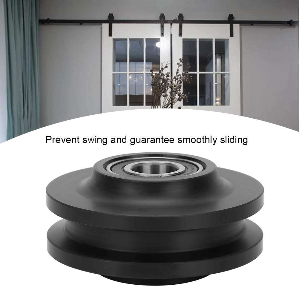 Rosvola Sturdy Barn Door Accessories, Hardware Fittings Sliding Door Hanging Rail Pulley Wheel, Carbon Steel for Sliding Door for Barn Door 5