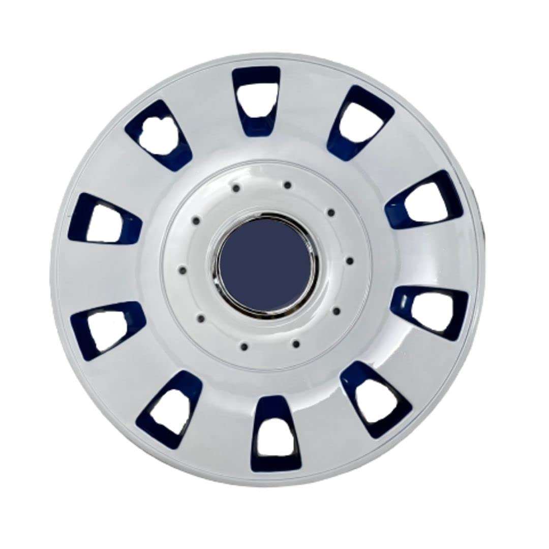 Oshotto Premium OSHO-WC53BW 12-inch White and Blue Double Paint Finish Universal Fitting-Push Type Car Wheel Cover (Set of 4) 4