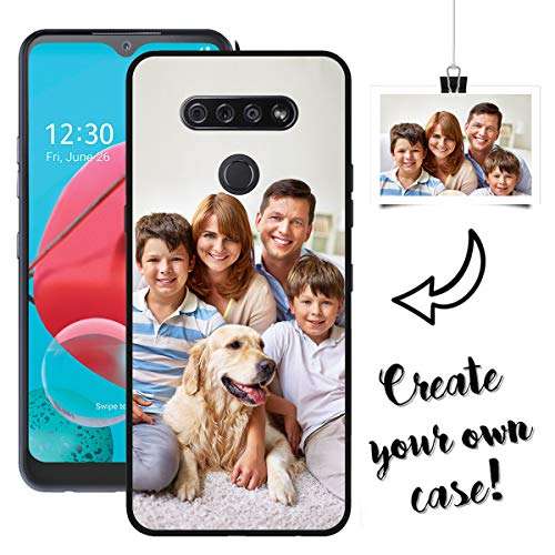 Styletify Custom Phone Case for LG K51, Personalized Photo Case Picture Shockproof Bumper Case Soft Silicone Candy Cases Customized Gift Birthday Father's Day Protective Phone Cover Black 2