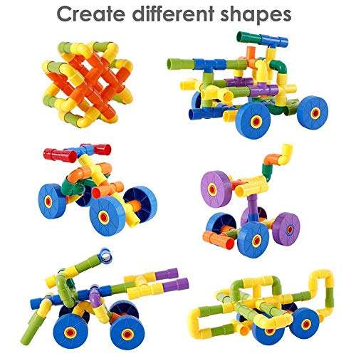 tumtum coloured educational play and learn plastic building block set pipes puzzle set - blocks for kids ( 56 pieces )(jigsaw puzzle)- Multi color 3