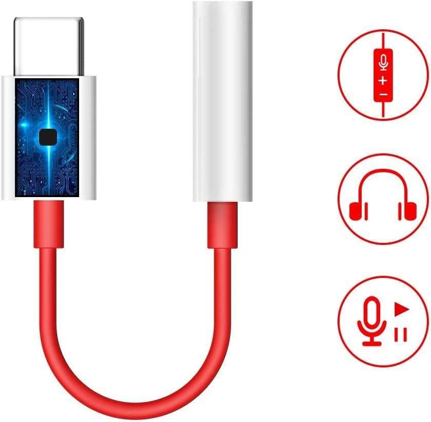 USB-C Earphone Adapter Headphone Audio Jack Port Converter Compatible with Samsung Galaxy S25 Plus, 3.5mm Female to USB-C Male Adaptor Mic Support 5