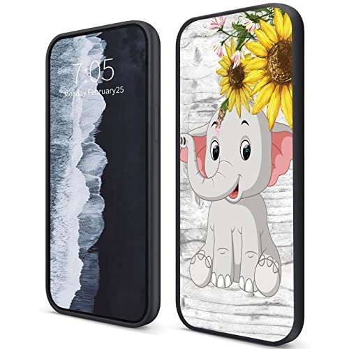 Case for LG K40s/LG Harmony 4/LG K41 Shockproof 2in1 Hybrid Slim Clear Hard PC Back Cover + Soft TPU Dual Layer Protective Cases with Elephant Sunflower Design for LG Premier Pro Plus 1