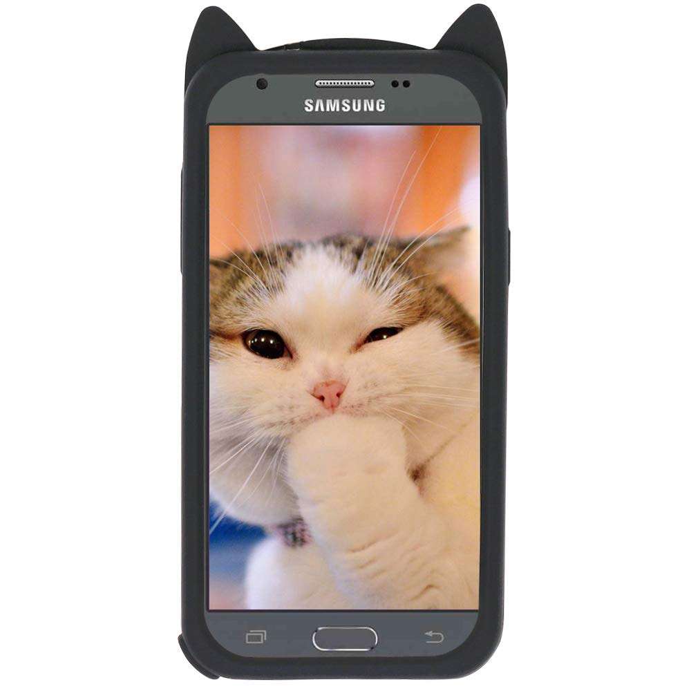 Cute Galaxy J3 Emerge Case, Funny 3D Cartoon Kavaii Black Whisker Cat Ears Kitty Soft Silicone Shockproof Slim Fit Case Cover for Samsung Galaxy J3 2017 / J3 Prime/Amp Prime 2 / Express Prime 2 2