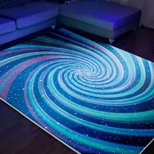 SEBKQ Optical Illusion Area Rug Black Light,UV Reactive 3D Fluorescent Rug for Bedroom Living Room Decorative Rug 70"×47"×0.39" 1