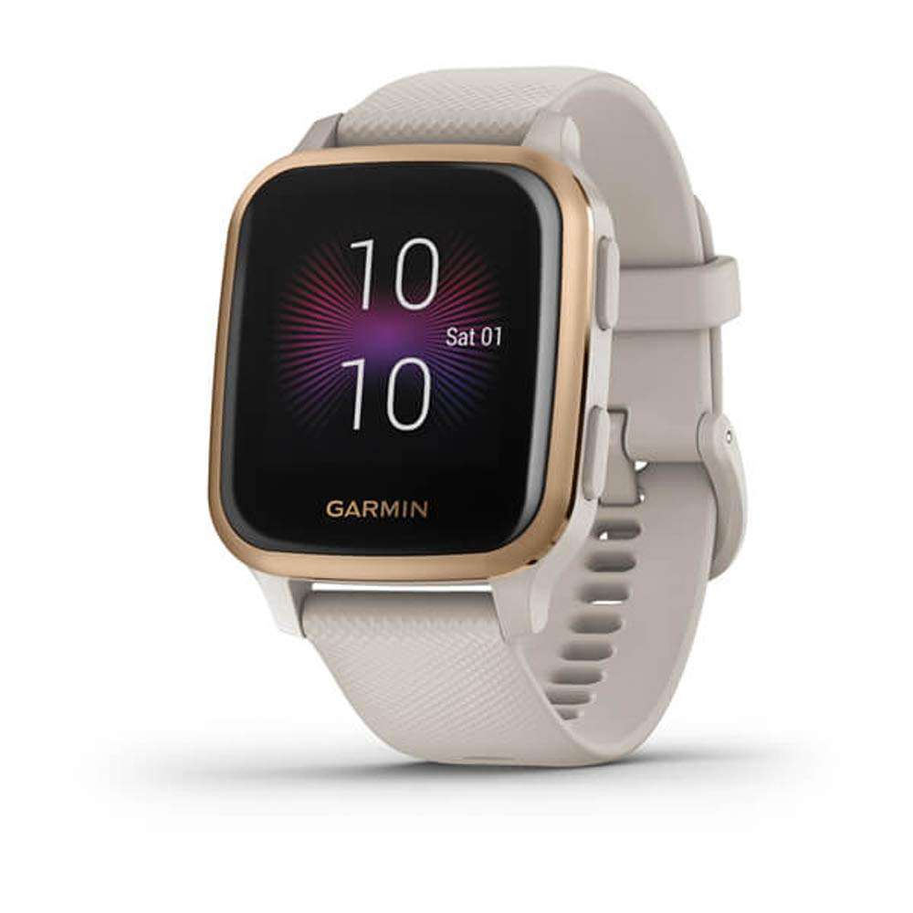 Garmin 010-02426-01 Venu SQ Music Edition - Light Sand with Rose Gold Bezel Bundle with 1 YR CPS Enhanced Protection Pack 2