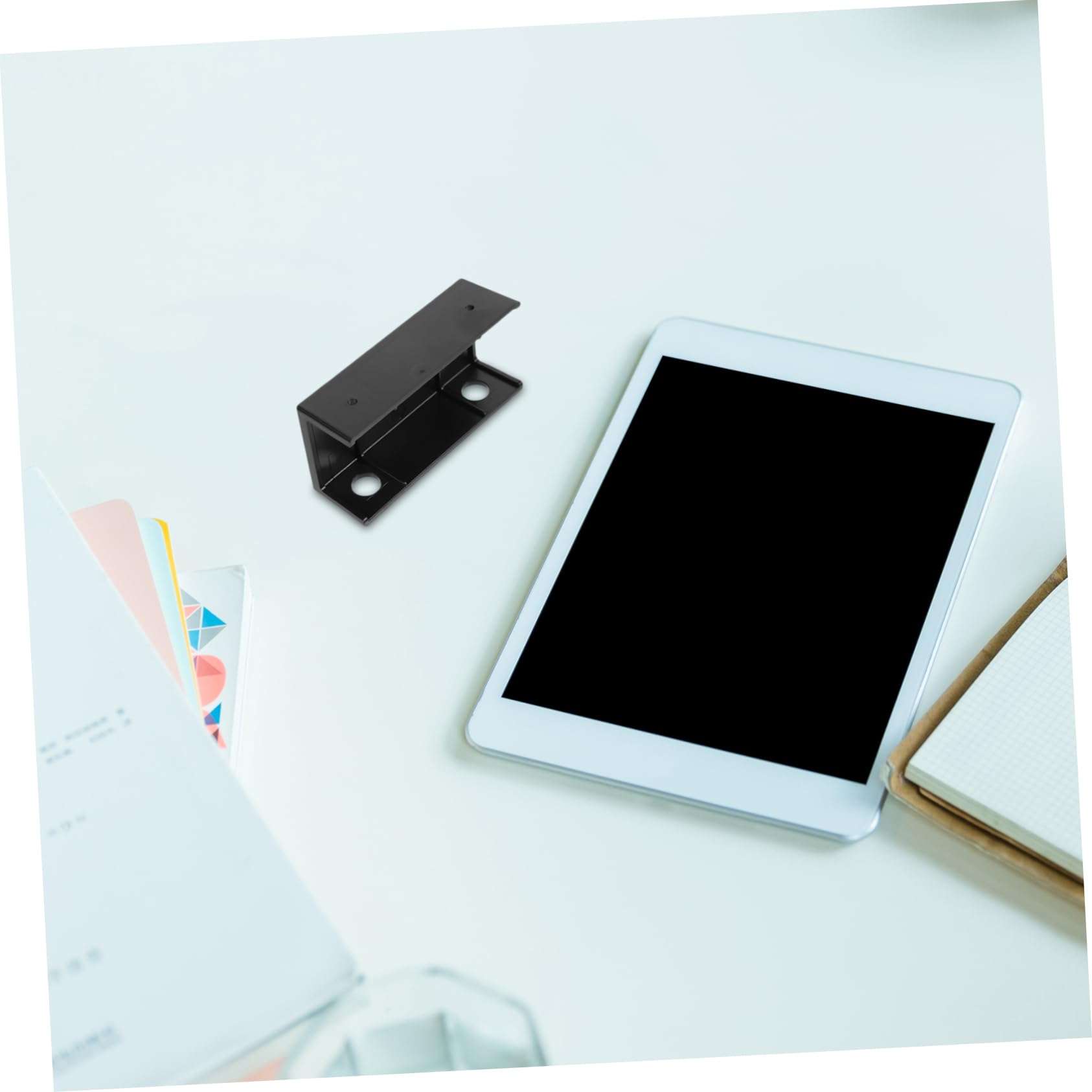 TEHAUX 1set Desk Laptop Holder Bracket Sturdy Storage Mount for Keyboard and Devices Space-Saving Design Easy Installation for Home Office Use Black 5