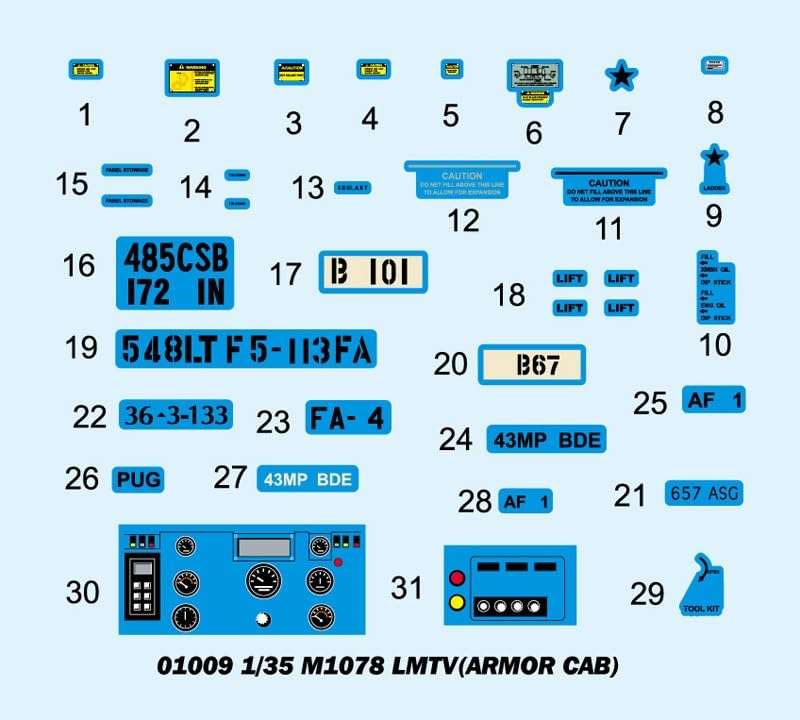 Trumpeter M1078 Light Medium Tactical Vehicle Cargo Truck with Armored Cab Model Kit, Scale 1/35, TSM-1009 3