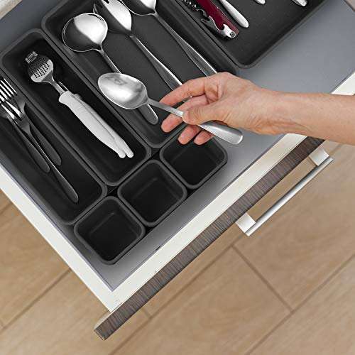 Junk Desk Drawer Organizer Trays - Set of 8 Modular Interlocking Drawer Dividers for Organizing and Storage 6