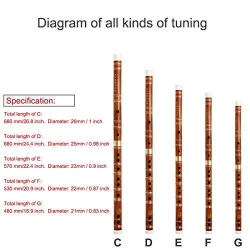 Kmise Bamboo Flute Dizi Traditional Handmade Chinese Musical Instrument Vintage Dizi (D Key) 4