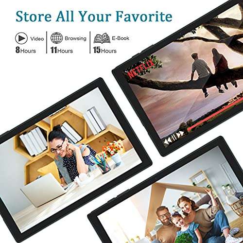 Justethan Tablet 10 inch, Android 10.0 PC 32GB Storage Expanded to 128GB, WiFi Tablets with 8MP Rear Camera, Quad-Core Processor, 1280x800 IPS HD Display, 6000mAh Battery, Bluetooth (Black) 5
