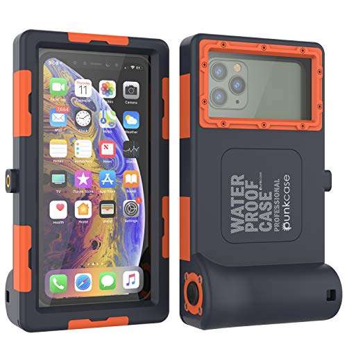 Punkcase Scuba Case Universal IPX8 Certified Waterproof Cover for Diving, Snorkelling & Snowboarding | Shutter Function | Turn Your Phone into The Ultimate Underwater Camera [Orange] 1