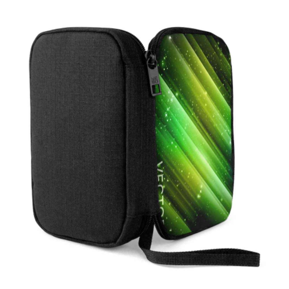 Electronics Accessories Organizer Bag Vector Abstract Green Lights Background Night Electronics Organizer Electronic Organizer Case Storage Bag of Cases for Cable, Charger, Phone, USB, Sd Card 3