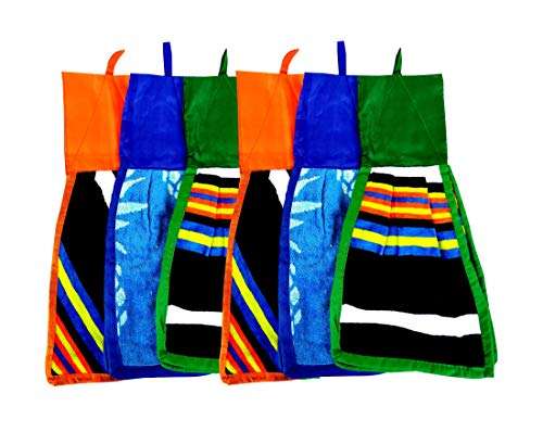 Space Fly collection Super Absorbent Cotton Hanging Double Kitchen Napkin/Hand Towel, Stylish, Attractive (Set of 6) (Multi Color) 1