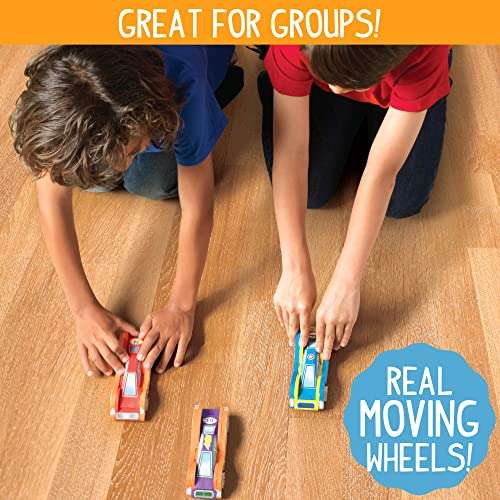 Made By Me Build & Paint Your Own Wooden Cars by Horizon Group USA, DIY Wood Craft Kit, Easy to Assemble & Paint 3 Race Cars, Multicolored 5