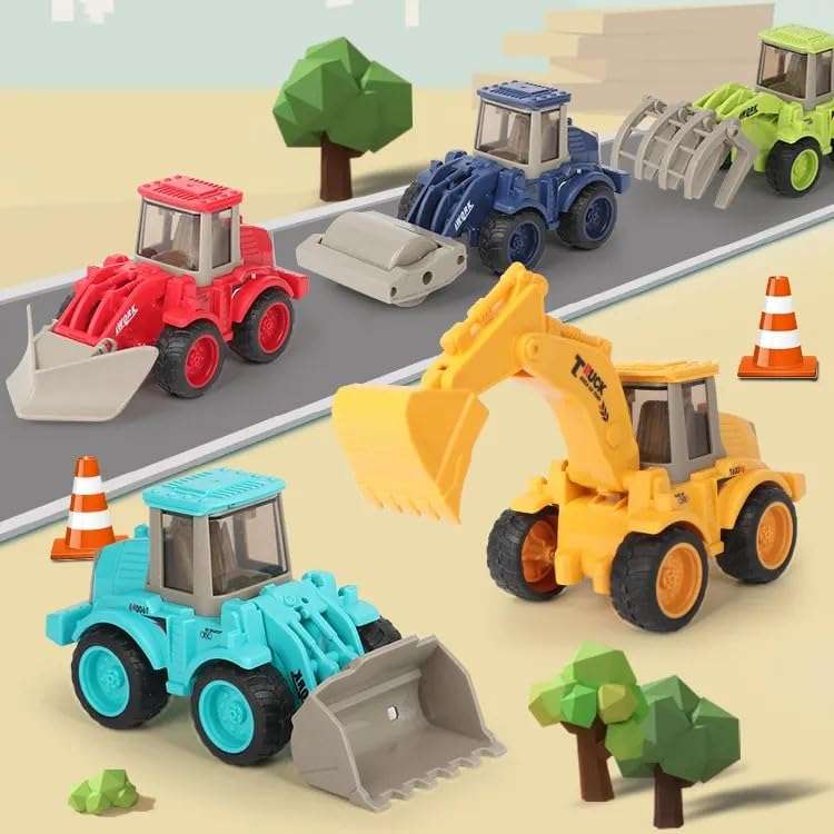PLUSPOINT 5Pc Construction Vehicles Excavator Digger Toy Farm Tractor For Kids Pretend Play Toy Trucks Play Set Building Vehicles Set For Kids 3-14 Years. (5Pc Truck),Multicolor 3