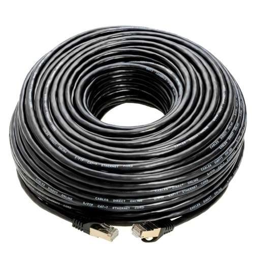 Cables Direct Online 100FT S/FTP Cat7 Copper Network Ethernet Patch Cable, Internet Wire, Compatible with PC, Laptop, Modem, Router, TVs, Printer Cord, Consoles for Home and Office (100ft, Black) 5