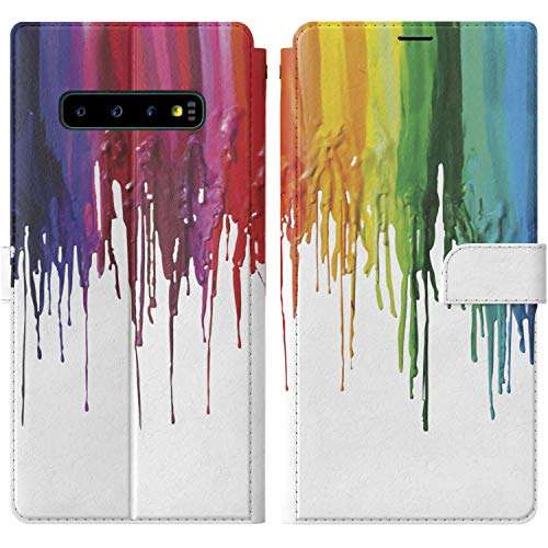 Mertak Wallet Case Compatible with Samsung Galaxy Note 20 Ultra S21 Plus S20 A70 S10 Paint Flip Magnetic Colorful Folio Cover Protective Cute Dripping Art Slim Lightweight Rainbow Card Holder Abstract 2