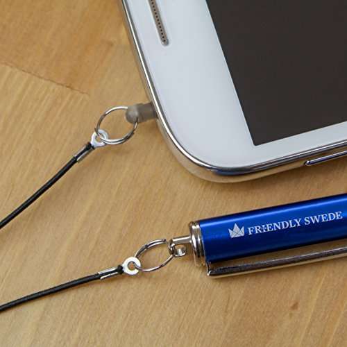 The Friendly Swede Extra Long Stylus Pen for Touchscreen — Set of 3 Thin-Tip High Precision Capacitive 7.3" Stylus Pens; Incl. Elastic Lanyards, 3 Replaceable Tips & Cleaning Cloth - Red/Black/Silver 5