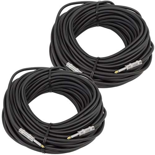 Seismic Audio - Pair of 100 Feet 1/4" to 1/4 Pro Audio Speaker Cables 14 Gauge - Heavy Duty 1