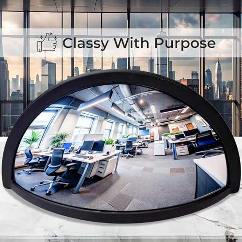 Skywin Half Concave Mirror Cubicle Decorations 8.7×2×4.4 in, Multipurpose Cubicle Mirror, Desk Mirror to See Behind You, Aesthetic Office Cubicle Accessories, Office Cubicle Decor Organizer (Black) 5