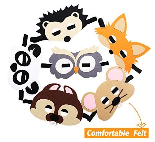 CiyvoLyeen Forest-Friends Animals Felt Masks 10 pcs Woodland Creatures Animal Cosplay Zoo Camping Themed Party Favors Supplies for Boys or Girls 6