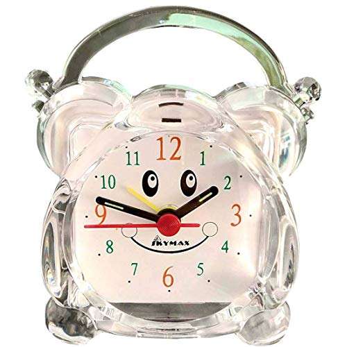 TCT (R-TM Skymax Smiley Transparent SK-05 Non Ticking Travel Beep Alarm Clock with Light and Snooze/Ascending Sound Alarm/Simple to Set Clocks, Battery Powered