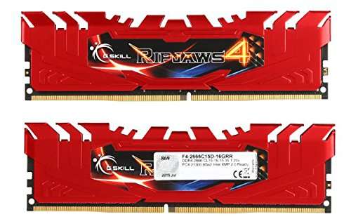 G.SKILL 16GB (2 x 8GB) Ripjaws 4 Series 288-Pin DDR4 PC4-21300 2666MHz for Intel X99 Platform Extreme Performance Memory Model F4-2666C15D-16GRR 2