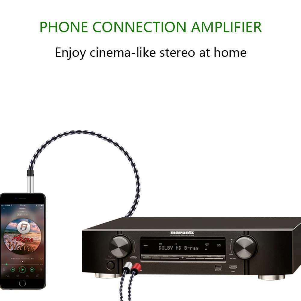 Audio Y-Splitter Cable 20FT, 1/8" TRS Stereo to Dual 1/4" TS Mono Jack 3.5mm Aux Mini Jack to 6.35mm Plug Breakout Path Cord for iPhone, iPod, Computer Sound Cards, CD Players, Multimedia Speakers 6