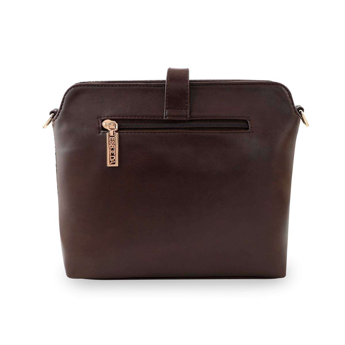 ESBEDA Dark Brown Colour Twill Emboss Sling Bag For Women 4