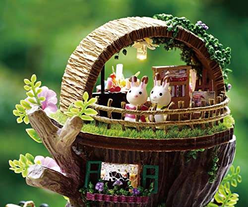 DIY Miniature Dollhouse Kit with Music Box Rylai 3D Puzzle Challenge for Adult Kids Xmas Gifts Fantasy Forest 3