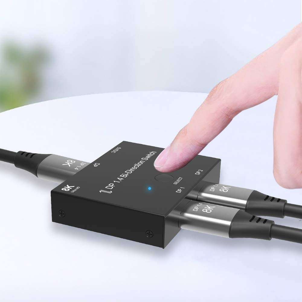 JupptElectronics Displayport Switch, displayport Cable 1.4 displayport Switch 2 in 1 Out @30Hz 4K@120Hz Splitter Converterdisplayport switchdisplayport Splitter for Multiple Sourceand displays. 2