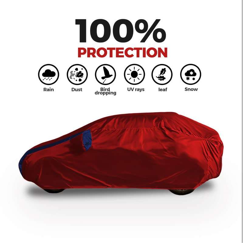 NEXTON All Weather Protection & Semi Waterproof Car Body Cover for Volkswagen Polo Equisite with Mirror Slots (Red & Grey Design)|Car Accessories 2
