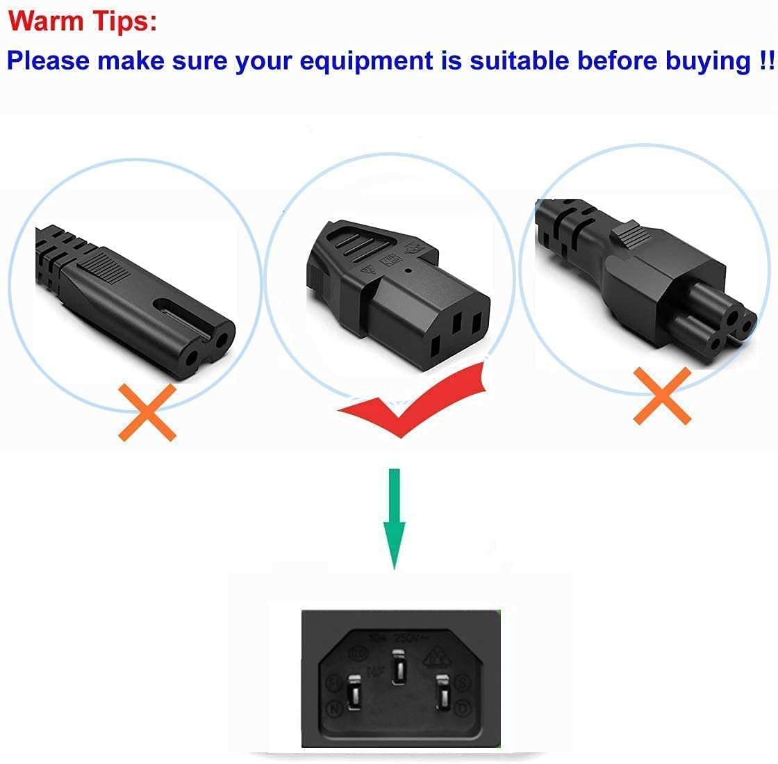 SVDK Black Computer Power Cable Cord for Desktops PC and Printers/Monitor SMPS Power Cable IEC Mains Power Cable (1.5 Meter) 5
