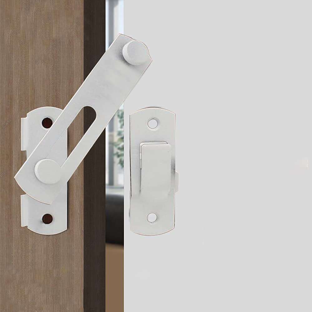 Stainless Steel Swing Door Latch for Mobile Window Sliding Door barn Bathroom Door, White Finish 3