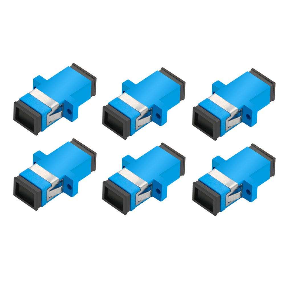 6PCS Blue SC Female to SC Female UPC Simplex Single Mode Fiber Optical Coupler,SC Singlemode Fiber Optic Adapter,Network Internet Connector Adapter with Mount Panel 1
