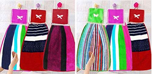 Kuber Industries Hanging Cotton 6 Pieces Cotton Washbasin Napkin/Hand Towel for Kitchen and Bathroom (Multi) 1