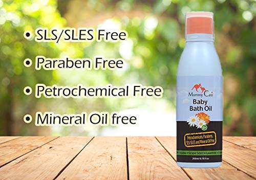 Mommy Care Organic Baby Bath Oil Pure Natural Essential Oils, Calming, Hydrating, Newborn Bathing Oil to Restore your baby’s natural skin moisture. Great for irritated or dry skin. 6.76 oz 3