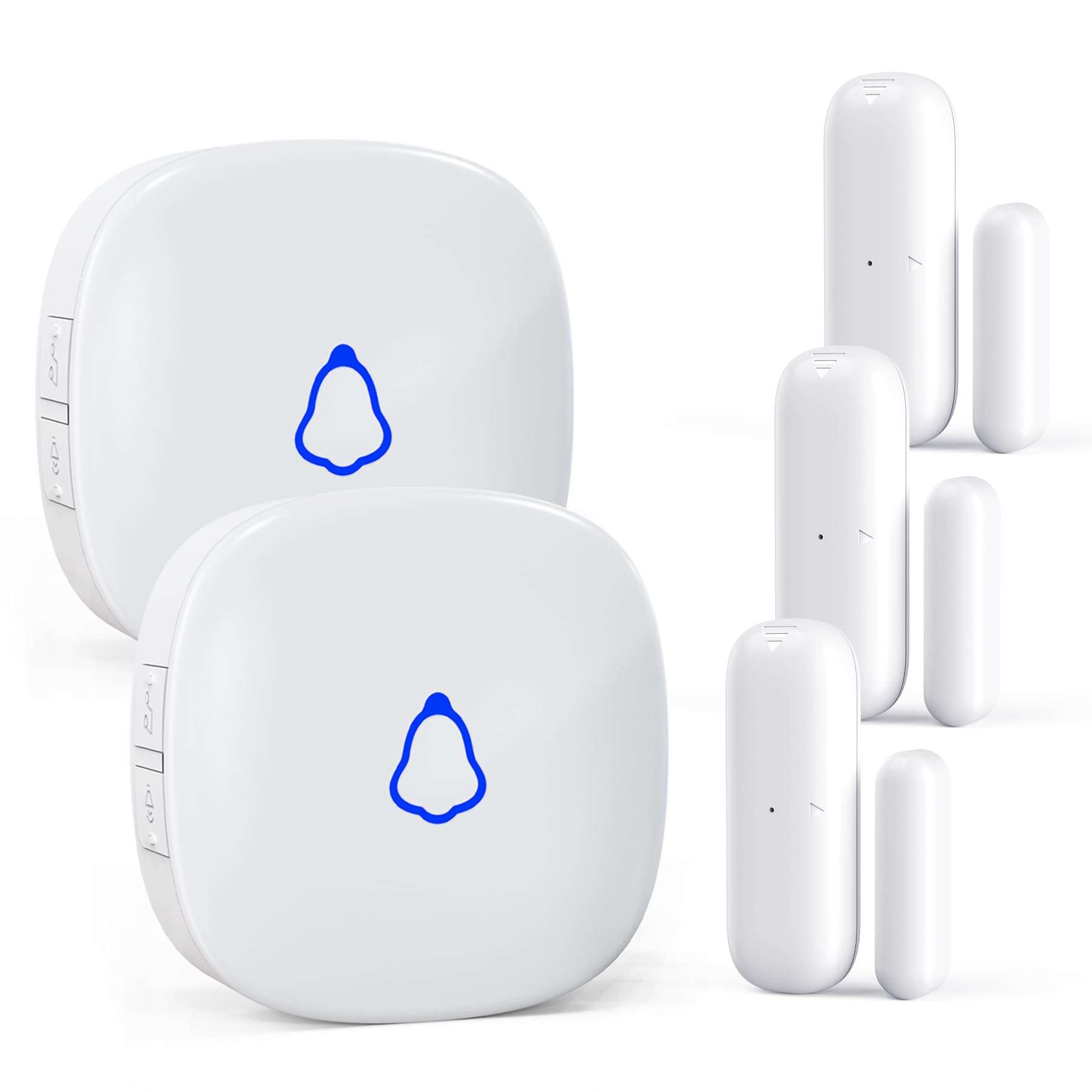 METAK Door Chime, Wireless Door Open Contact Sensor Alarm with 500 FT Range, 58 Chimes and 5 Volume Levels for Business/Store/Home/Office When Entering, 3 Transmitter + 2 Plug-in Receiver (White) 1